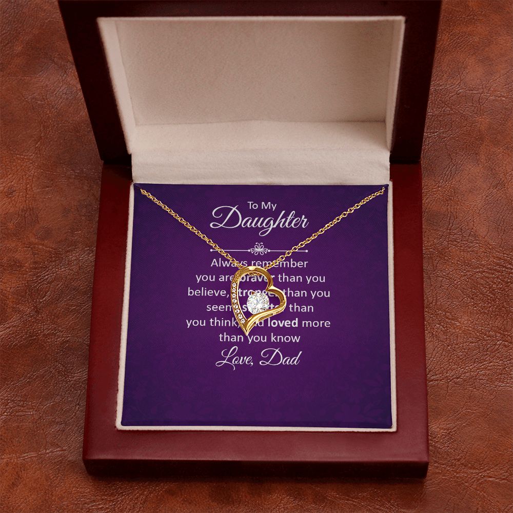 To My Daughter Always Remember Forever Necklace w Message Card-Express Your Love Gifts