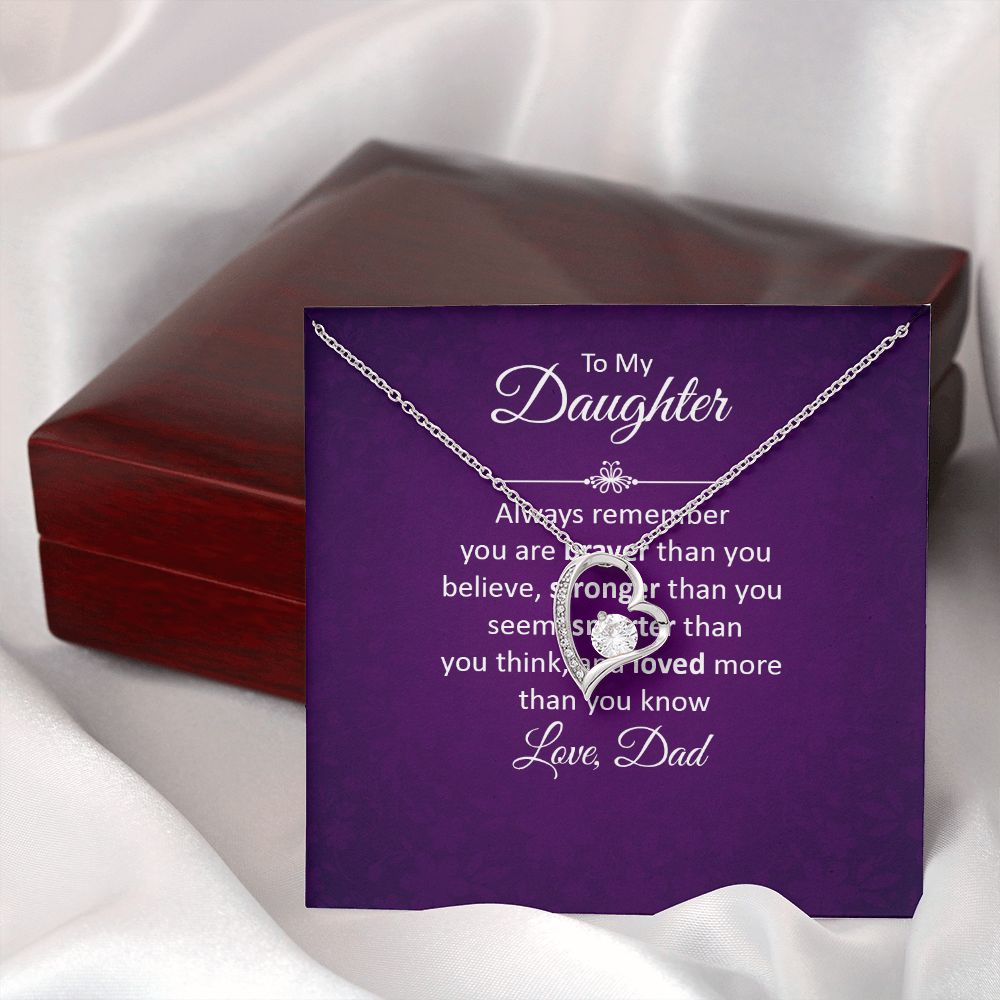 To My Daughter Always Remember Forever Necklace w Message Card-Express Your Love Gifts