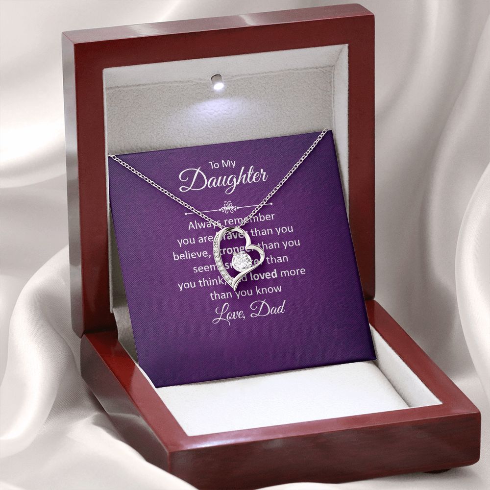 To My Daughter Always Remember Forever Necklace w Message Card-Express Your Love Gifts