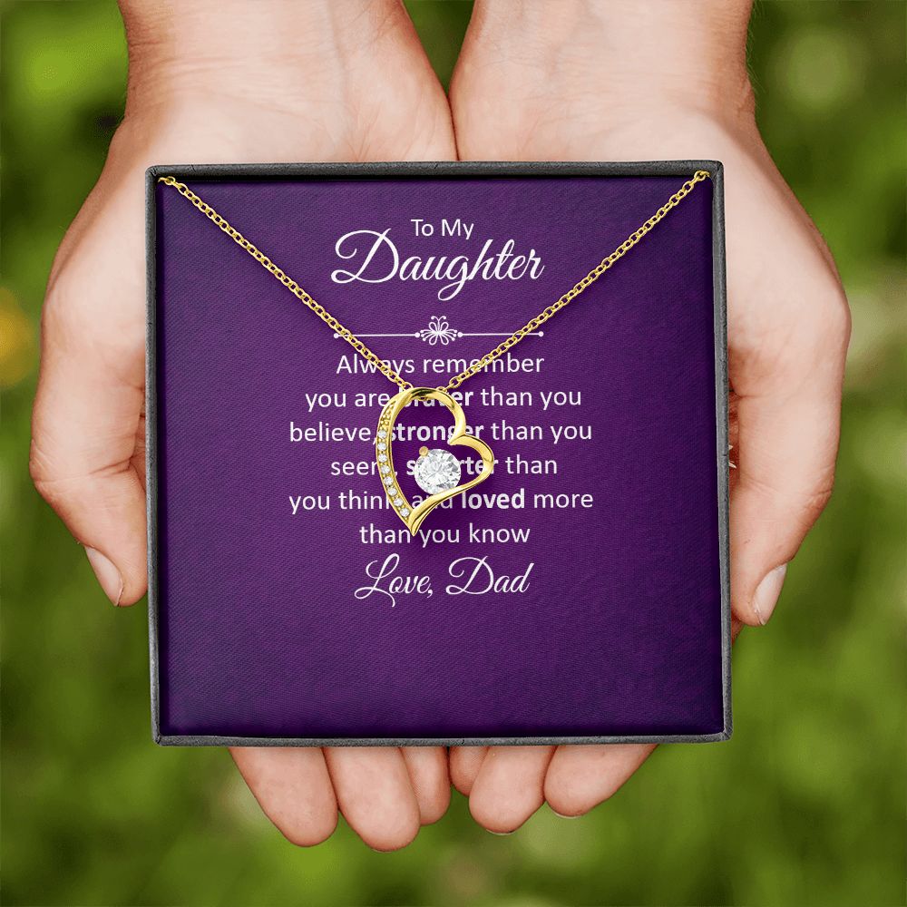 To My Daughter Always Remember Forever Necklace w Message Card-Express Your Love Gifts