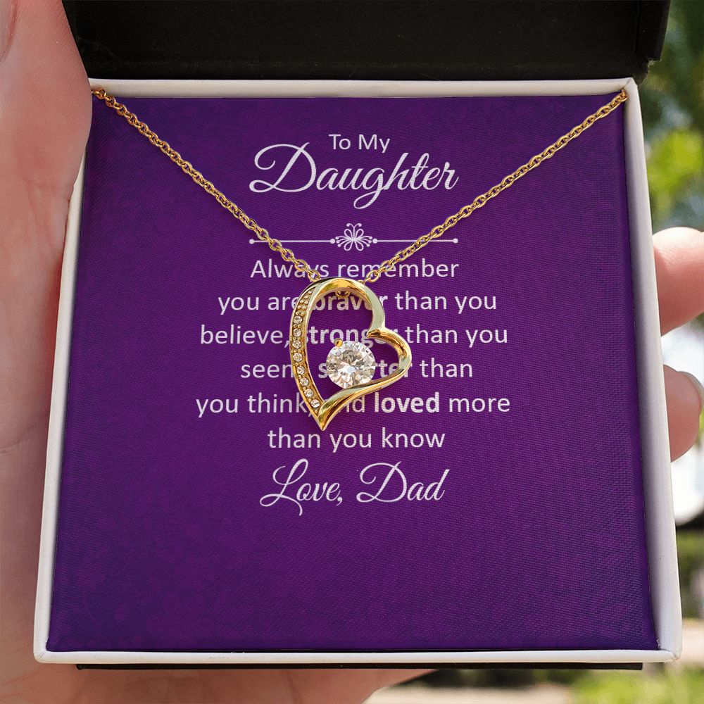 To My Daughter Always Remember Forever Necklace w Message Card-Express Your Love Gifts