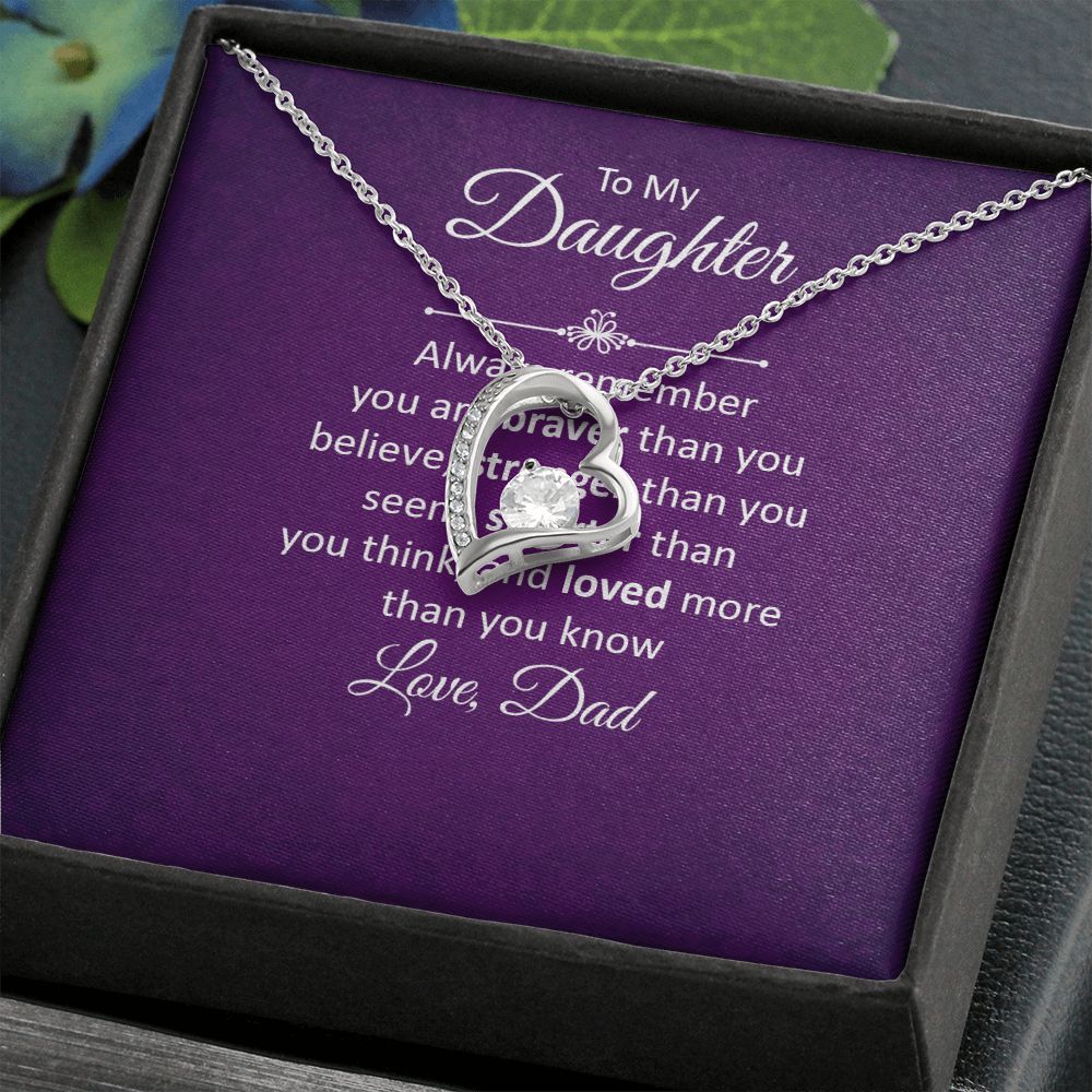 To My Daughter Always Remember Forever Necklace w Message Card-Express Your Love Gifts