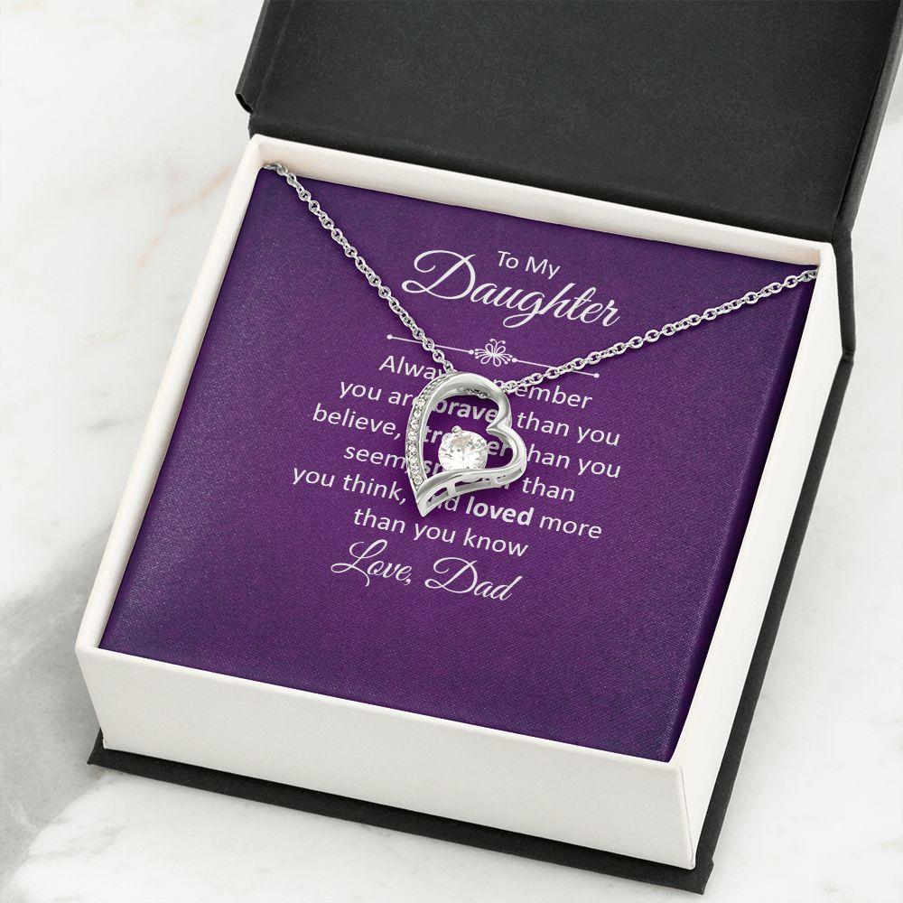 To My Daughter Always Remember Forever Necklace w Message Card-Express Your Love Gifts