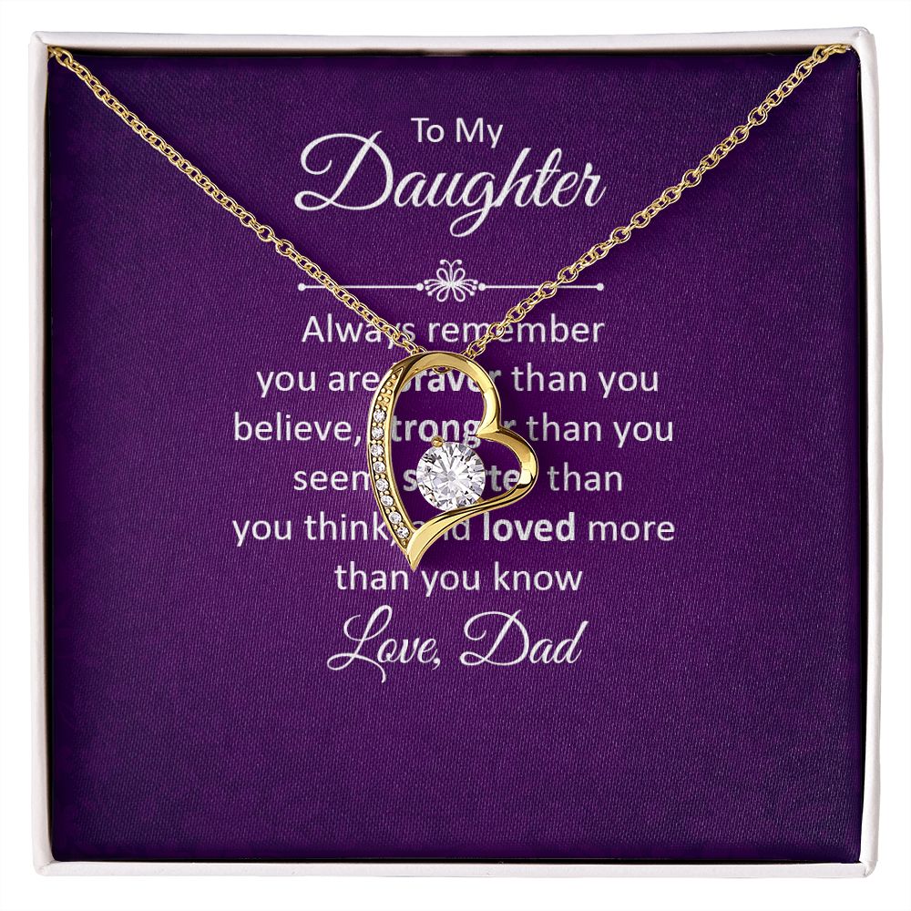 To My Daughter Always Remember Forever Necklace w Message Card-Express Your Love Gifts