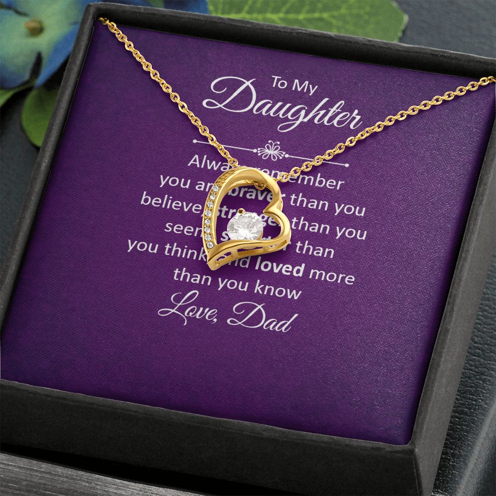 To My Daughter Always Remember Forever Necklace w Message Card-Express Your Love Gifts