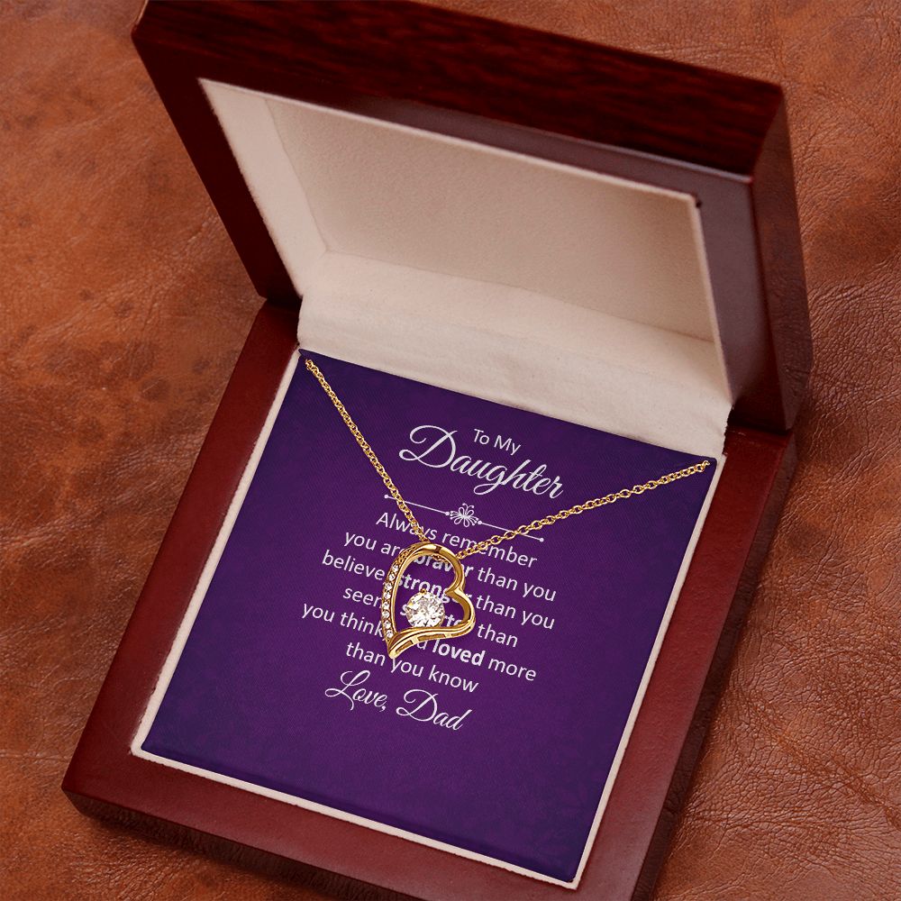 To My Daughter Always Remember Forever Necklace w Message Card-Express Your Love Gifts