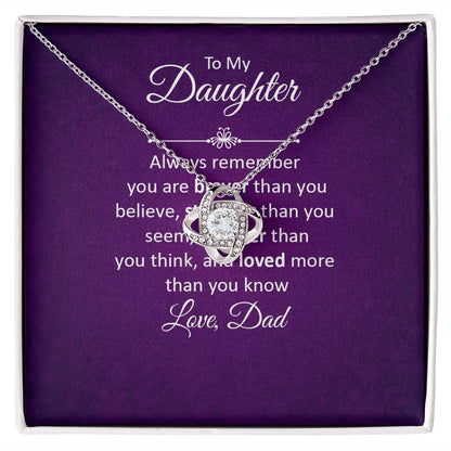 To My Daughter Always Remember Infinity Knot Necklace Message Card-Express Your Love Gifts