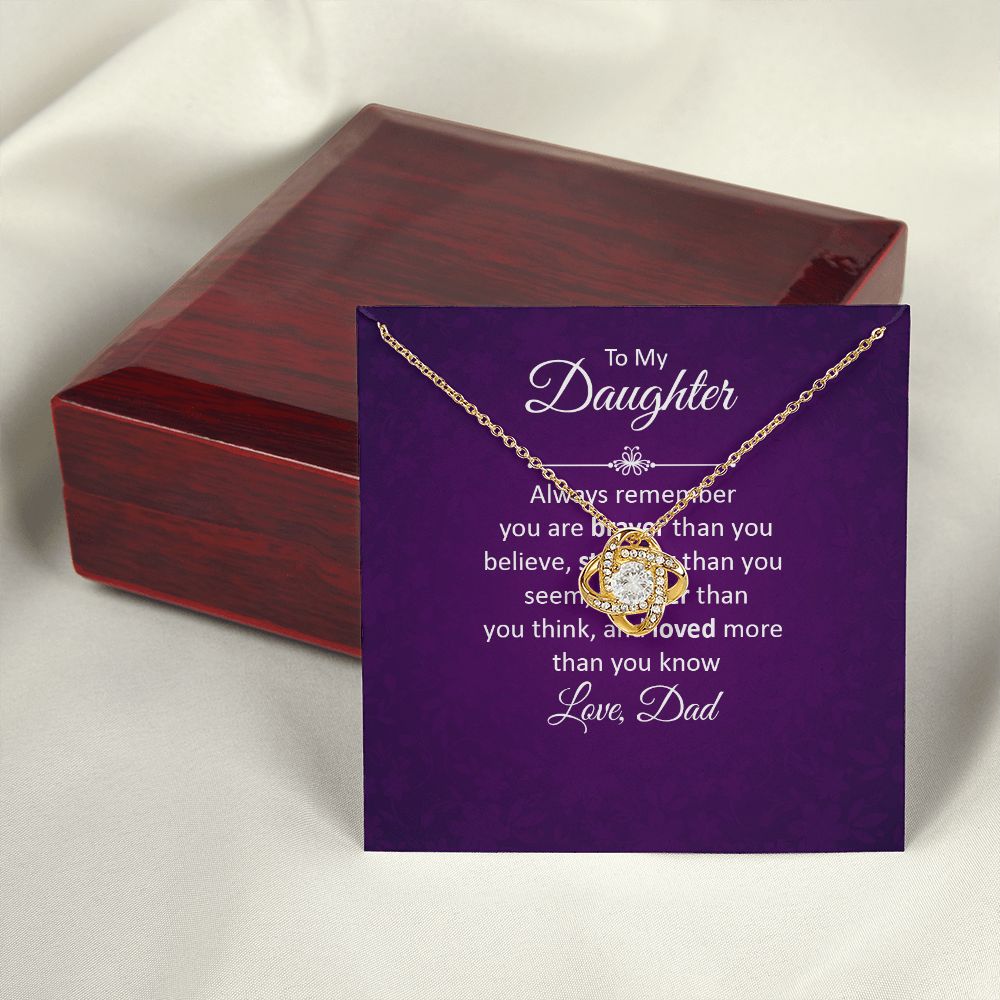 To My Daughter Always Remember Infinity Knot Necklace Message Card-Express Your Love Gifts