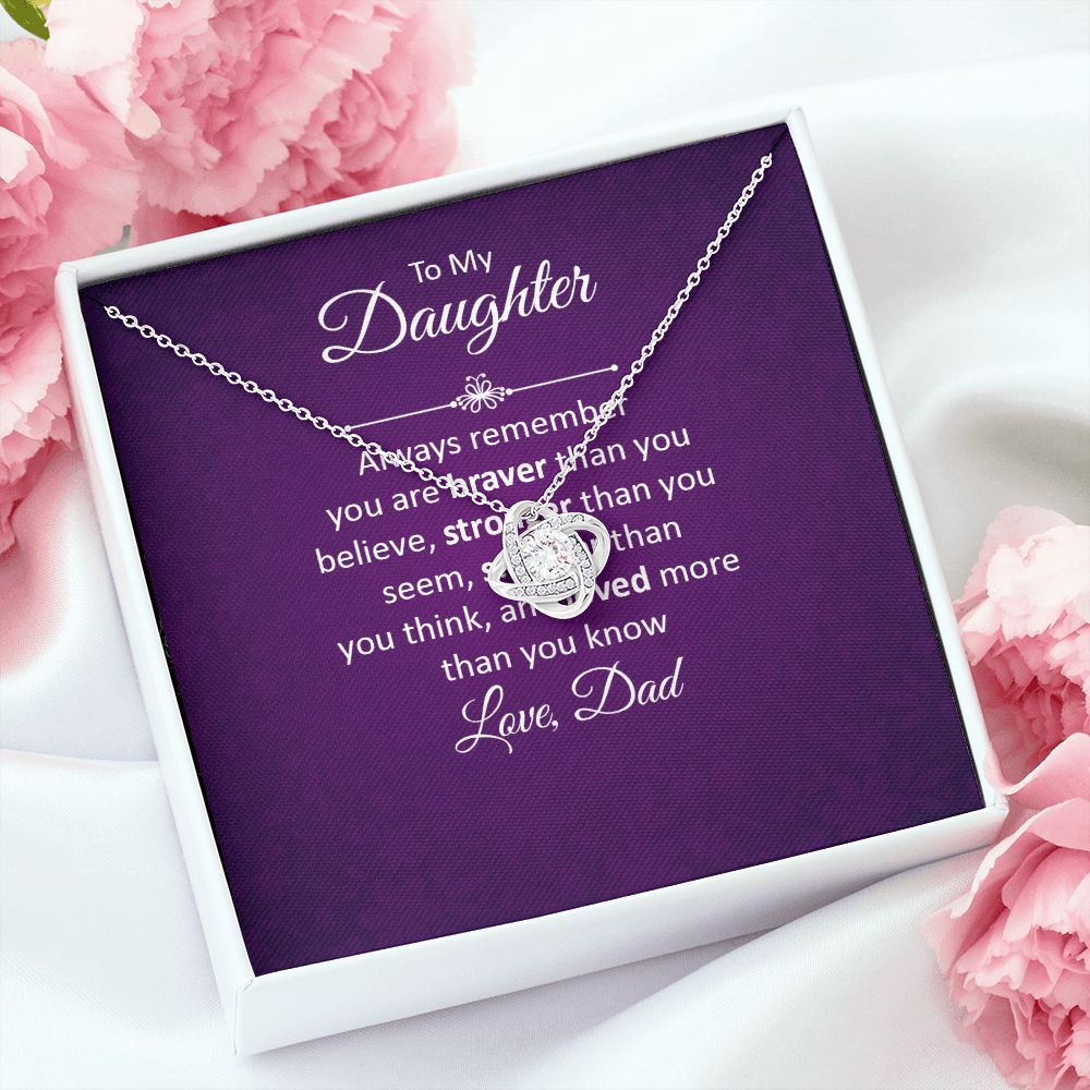 To My Daughter Always Remember Infinity Knot Necklace Message Card-Express Your Love Gifts