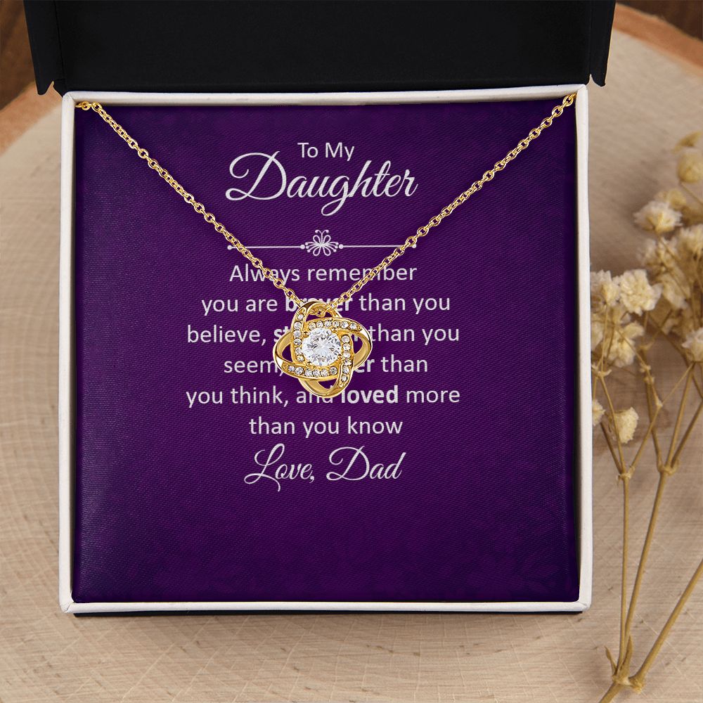 To My Daughter Always Remember Infinity Knot Necklace Message Card-Express Your Love Gifts