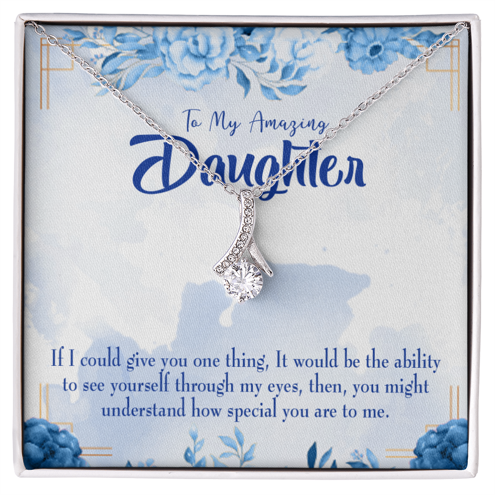 To My Daughter Amazing Daughter Alluring Ribbon Necklace Message Card-Express Your Love Gifts