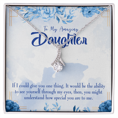 To My Daughter Amazing Daughter Alluring Ribbon Necklace Message Card-Express Your Love Gifts