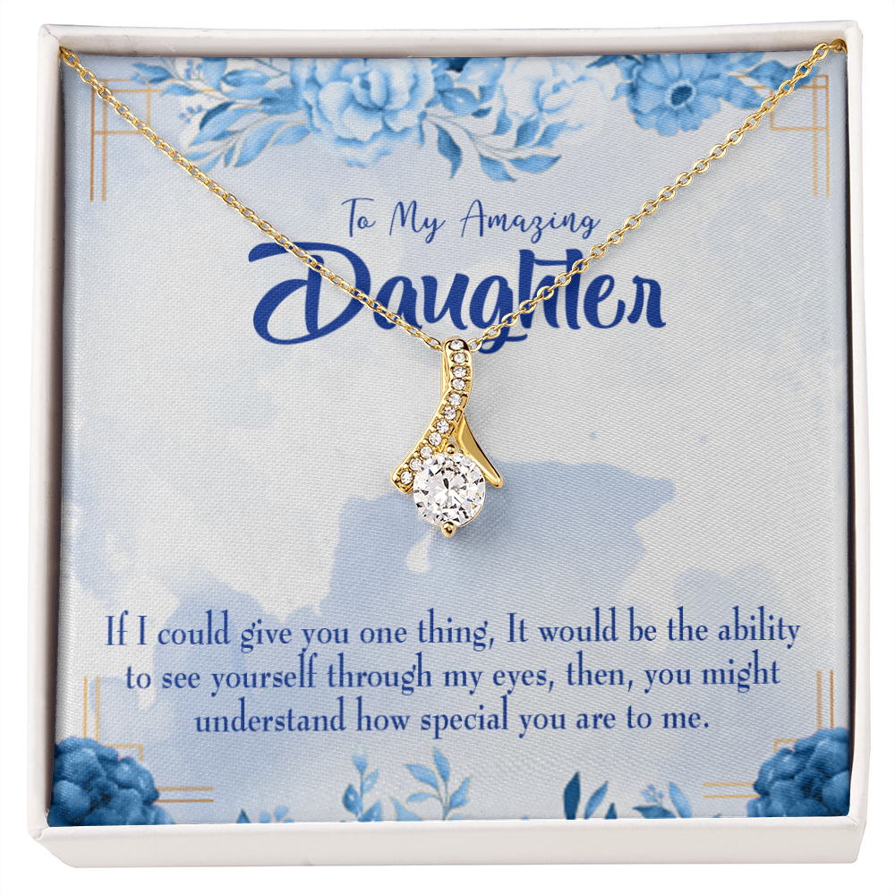 To My Daughter Amazing Daughter Alluring Ribbon Necklace Message Card-Express Your Love Gifts