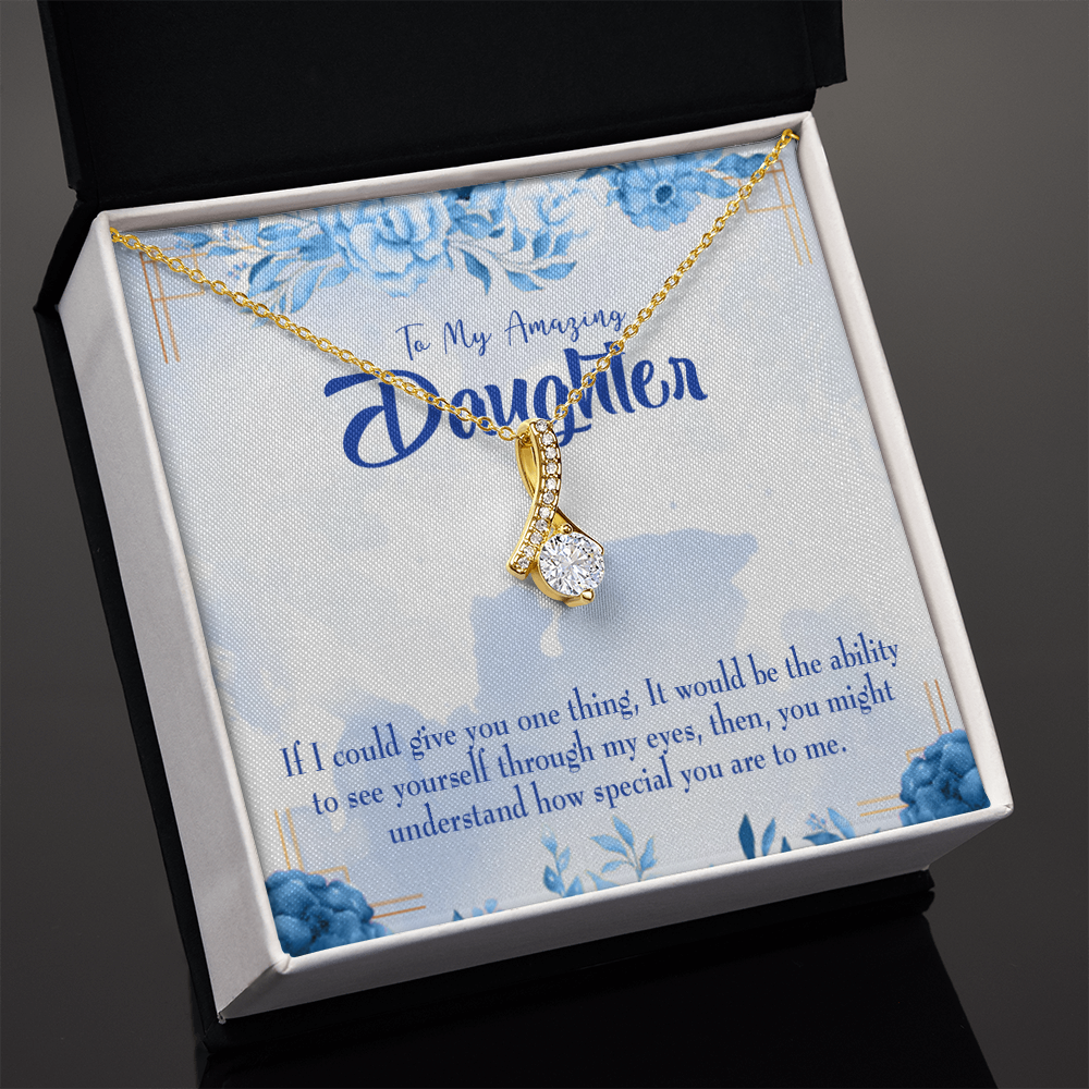 To My Daughter Amazing Daughter Alluring Ribbon Necklace Message Card-Express Your Love Gifts