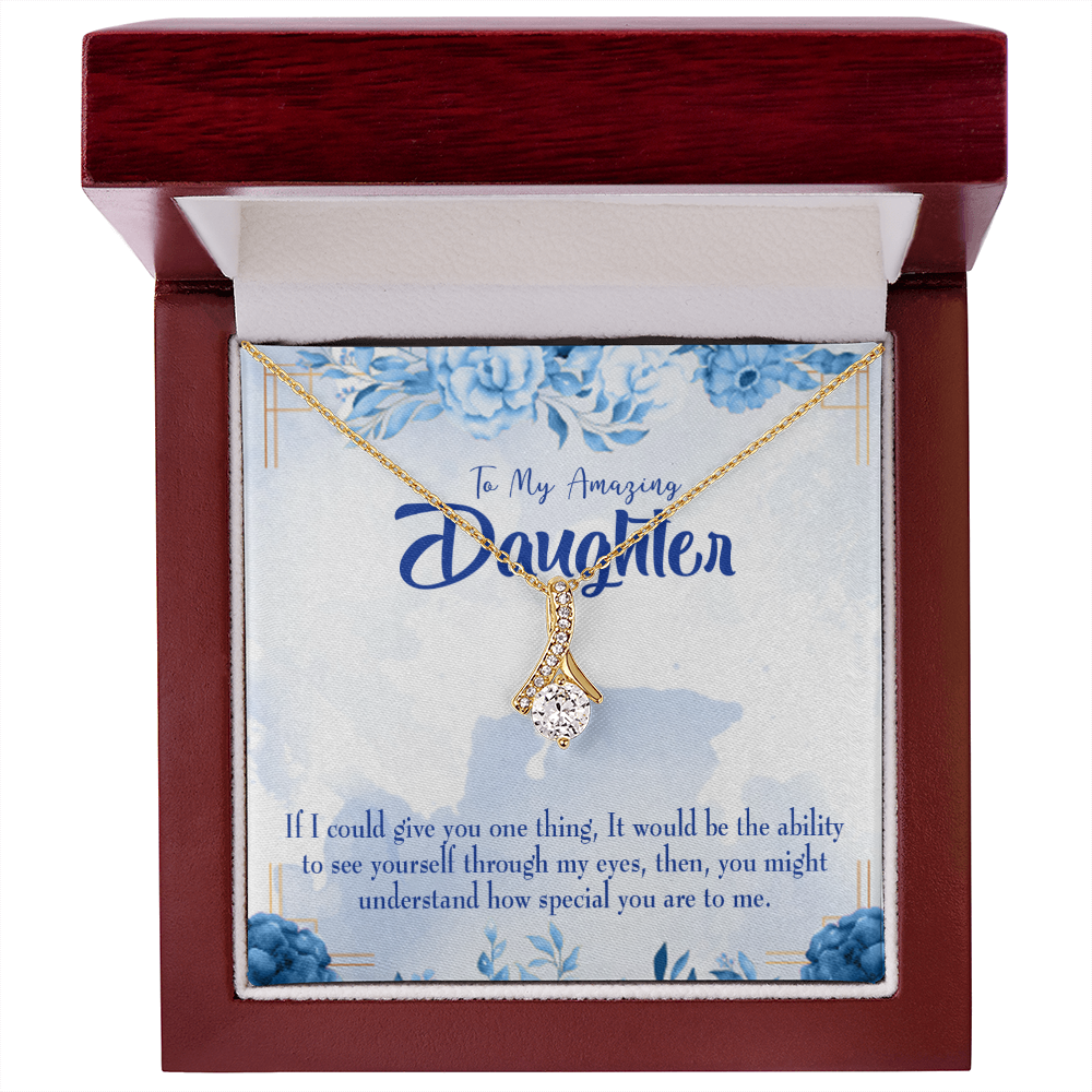 To My Daughter Amazing Daughter Alluring Ribbon Necklace Message Card-Express Your Love Gifts