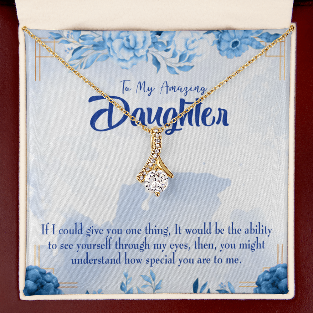To My Daughter Amazing Daughter Alluring Ribbon Necklace Message Card-Express Your Love Gifts