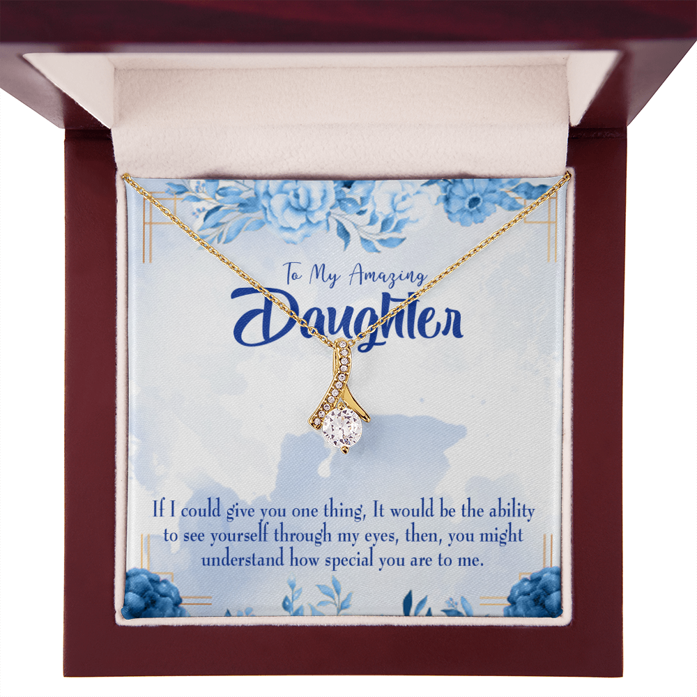 To My Daughter Amazing Daughter Alluring Ribbon Necklace Message Card-Express Your Love Gifts