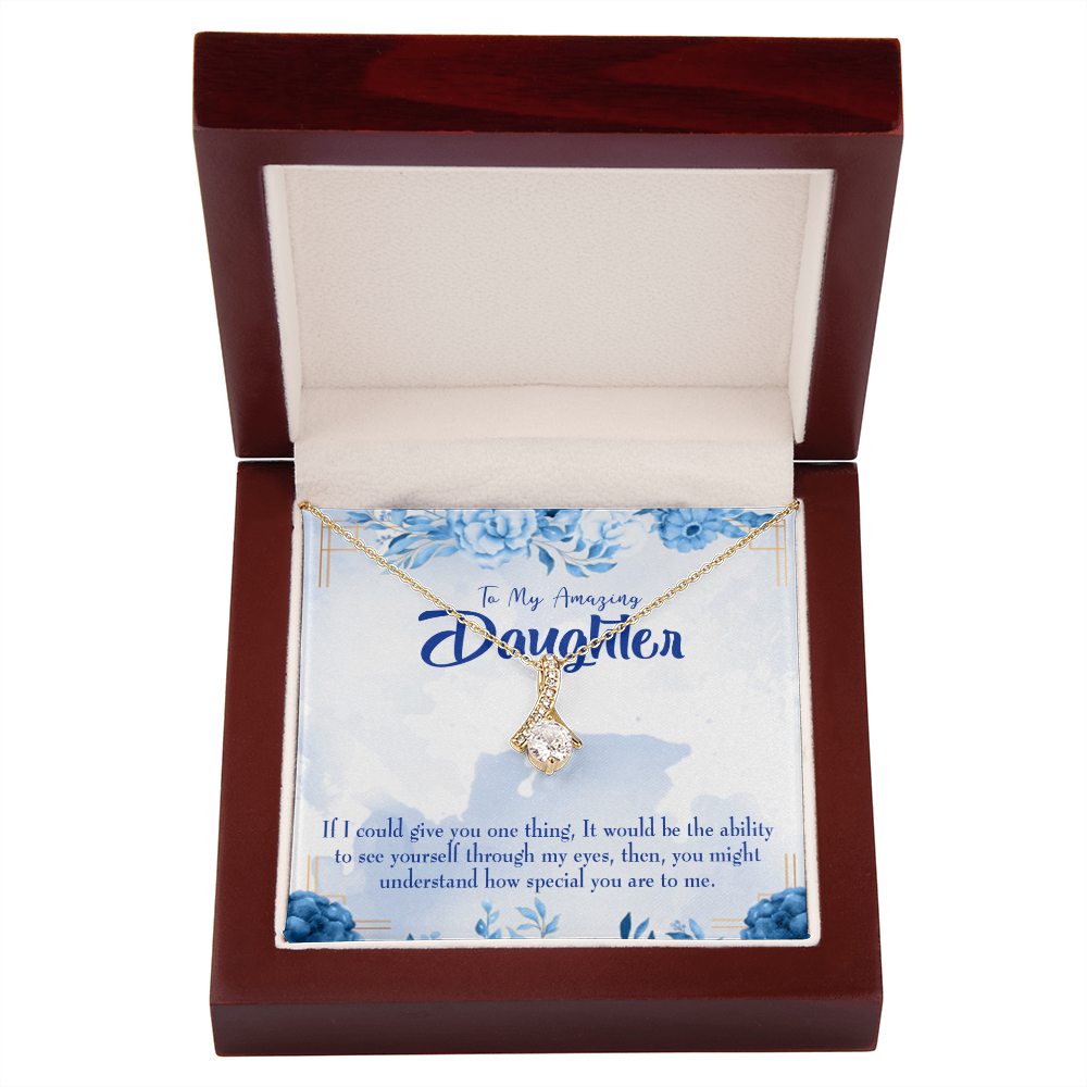 To My Daughter Amazing Daughter Alluring Ribbon Necklace Message Card-Express Your Love Gifts