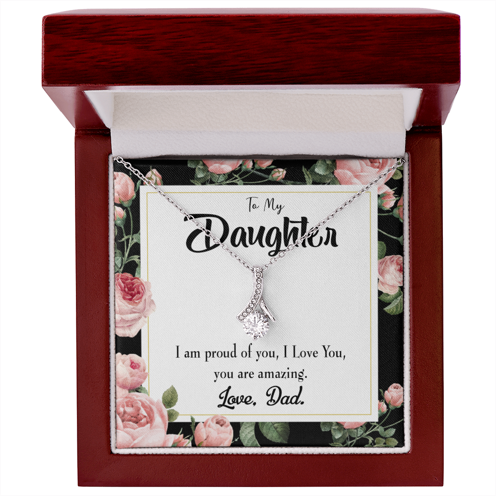 To My Daughter Amazing Daughter From Dad Alluring Ribbon Necklace Message Card-Express Your Love Gifts