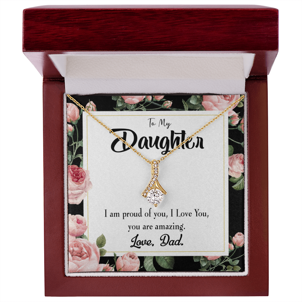 To My Daughter Amazing Daughter From Dad Alluring Ribbon Necklace Message Card-Express Your Love Gifts