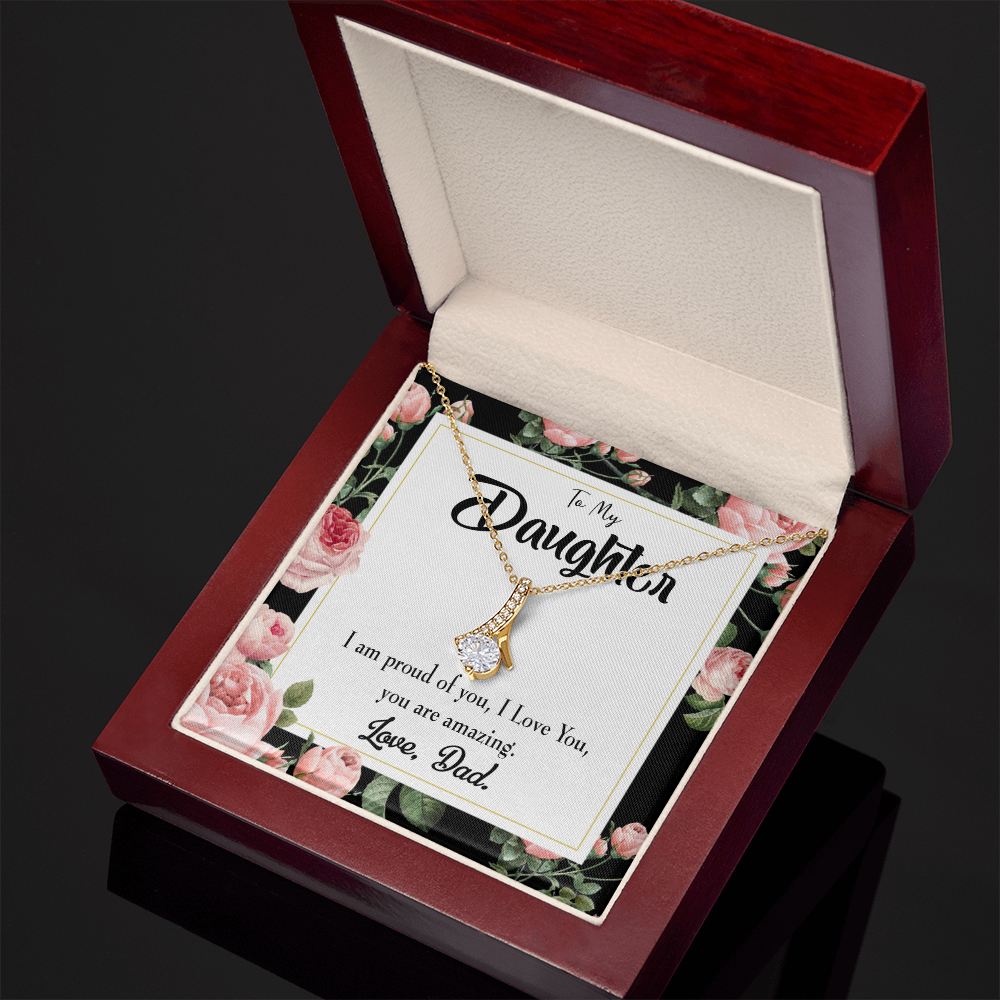 To My Daughter Amazing Daughter From Dad Alluring Ribbon Necklace Message Card-Express Your Love Gifts