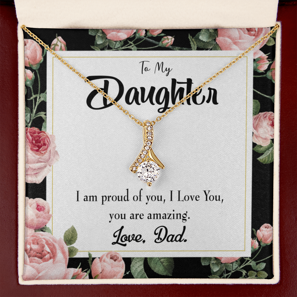 To My Daughter Amazing Daughter From Dad Alluring Ribbon Necklace Message Card-Express Your Love Gifts