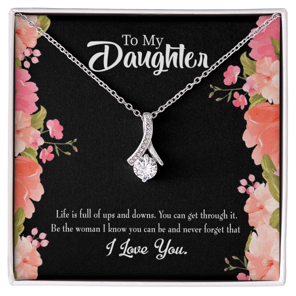 To My Daughter Be Strong Alluring Ribbon Necklace Message Card-Express Your Love Gifts