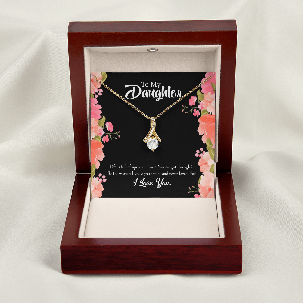 To My Daughter Be Strong Alluring Ribbon Necklace Message Card-Express Your Love Gifts