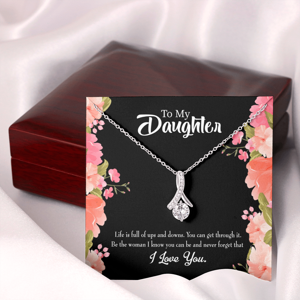 To My Daughter Be Strong Alluring Ribbon Necklace Message Card-Express Your Love Gifts
