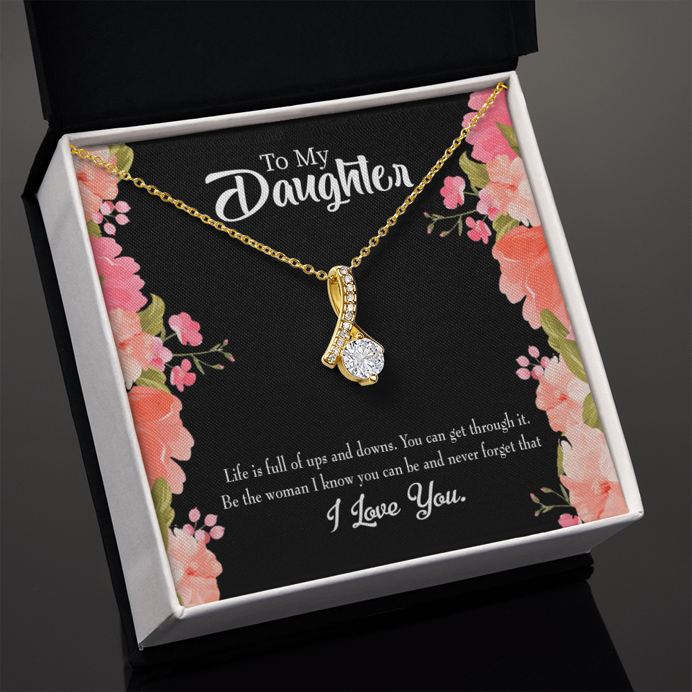 To My Daughter Be Strong Alluring Ribbon Necklace Message Card-Express Your Love Gifts