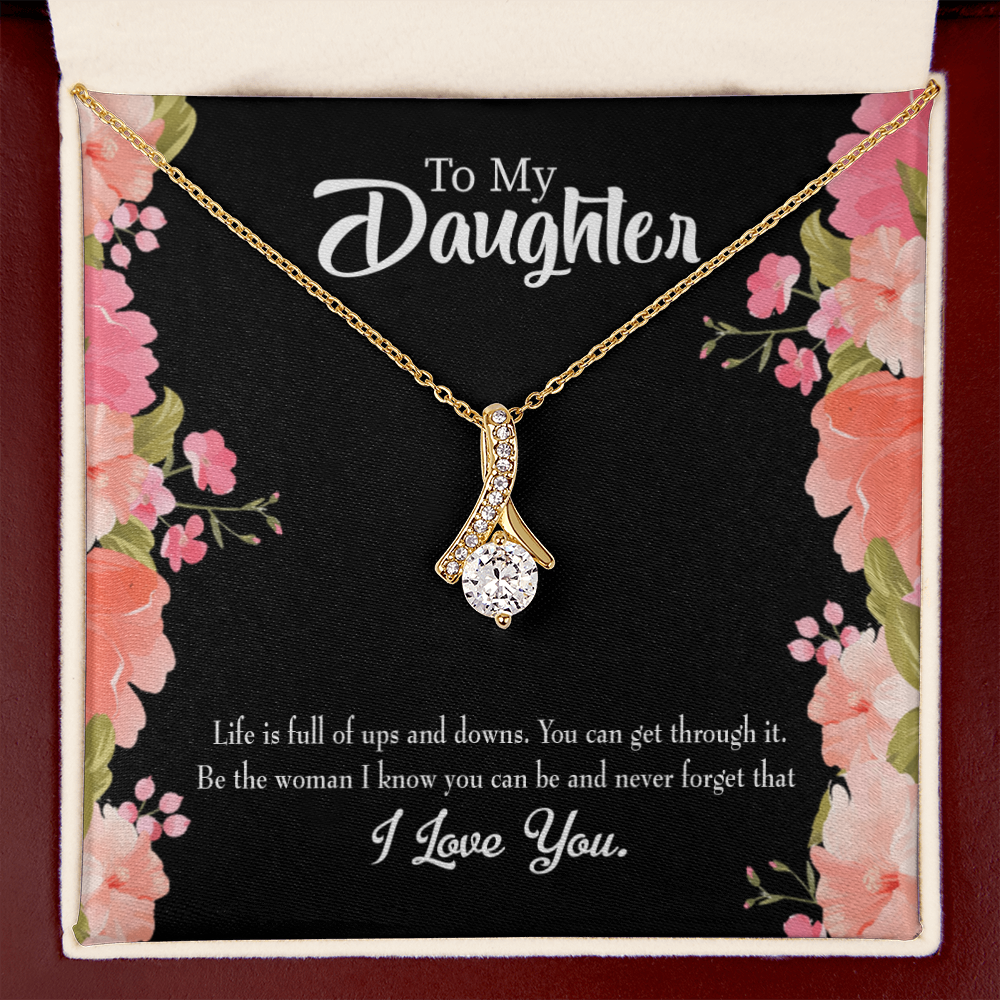 To My Daughter Be Strong Alluring Ribbon Necklace Message Card-Express Your Love Gifts