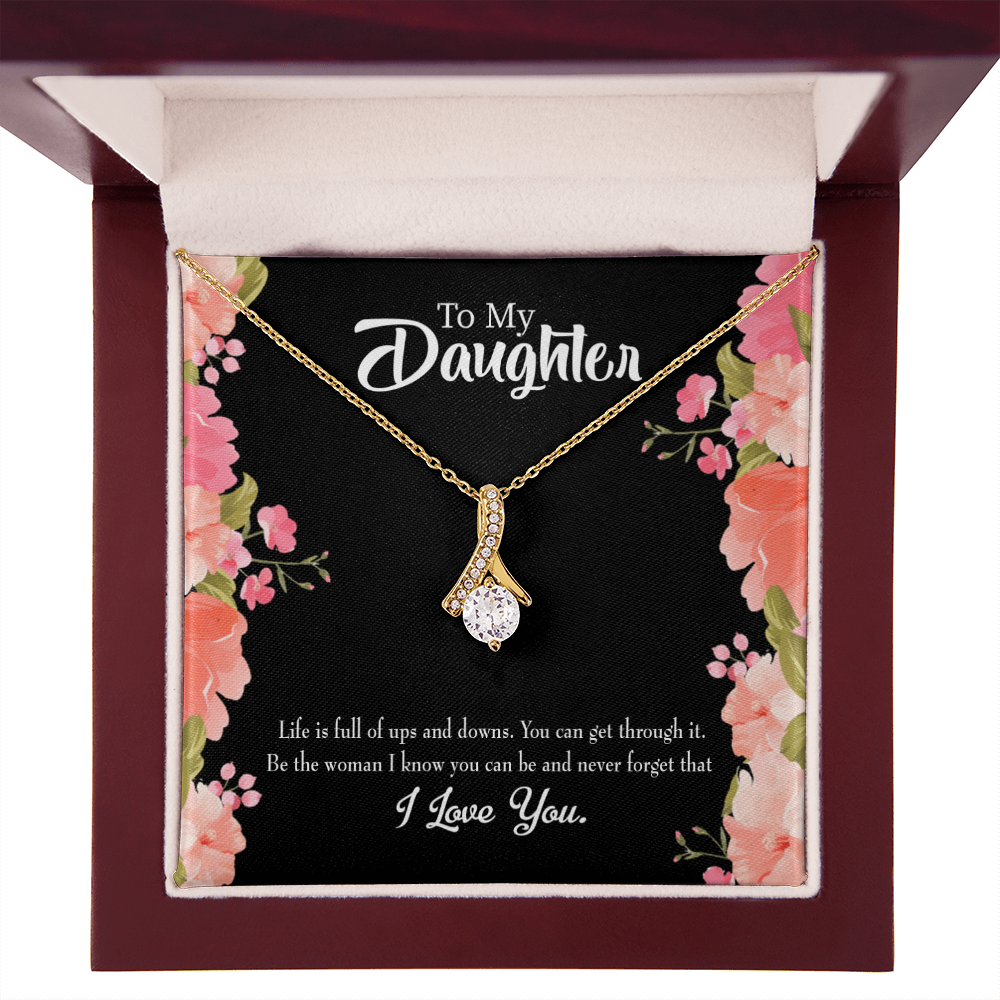 To My Daughter Be Strong Alluring Ribbon Necklace Message Card-Express Your Love Gifts