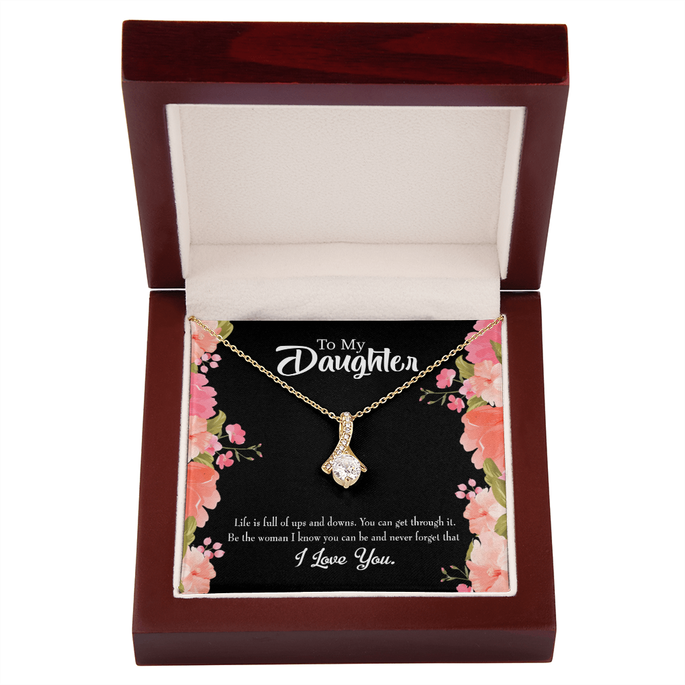 To My Daughter Be Strong Alluring Ribbon Necklace Message Card-Express Your Love Gifts