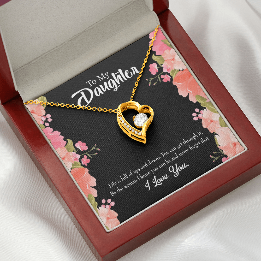 To My Daughter Be Strong Forever Necklace w Message Card-Express Your Love Gifts