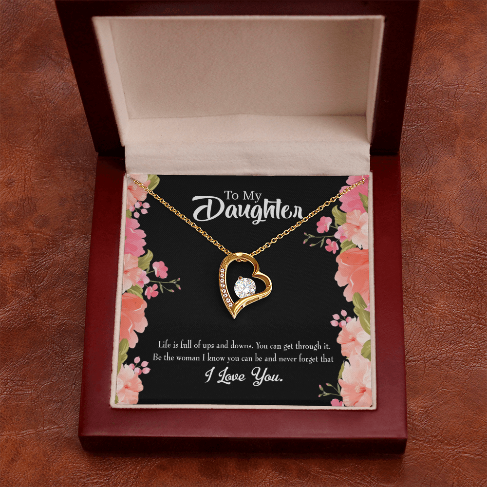 To My Daughter Be Strong Forever Necklace w Message Card-Express Your Love Gifts