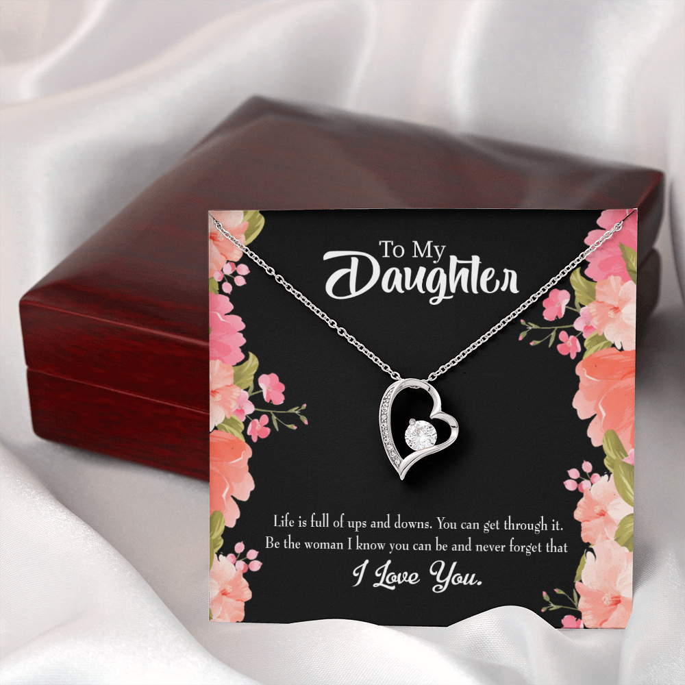 To My Daughter Be Strong Forever Necklace w Message Card-Express Your Love Gifts