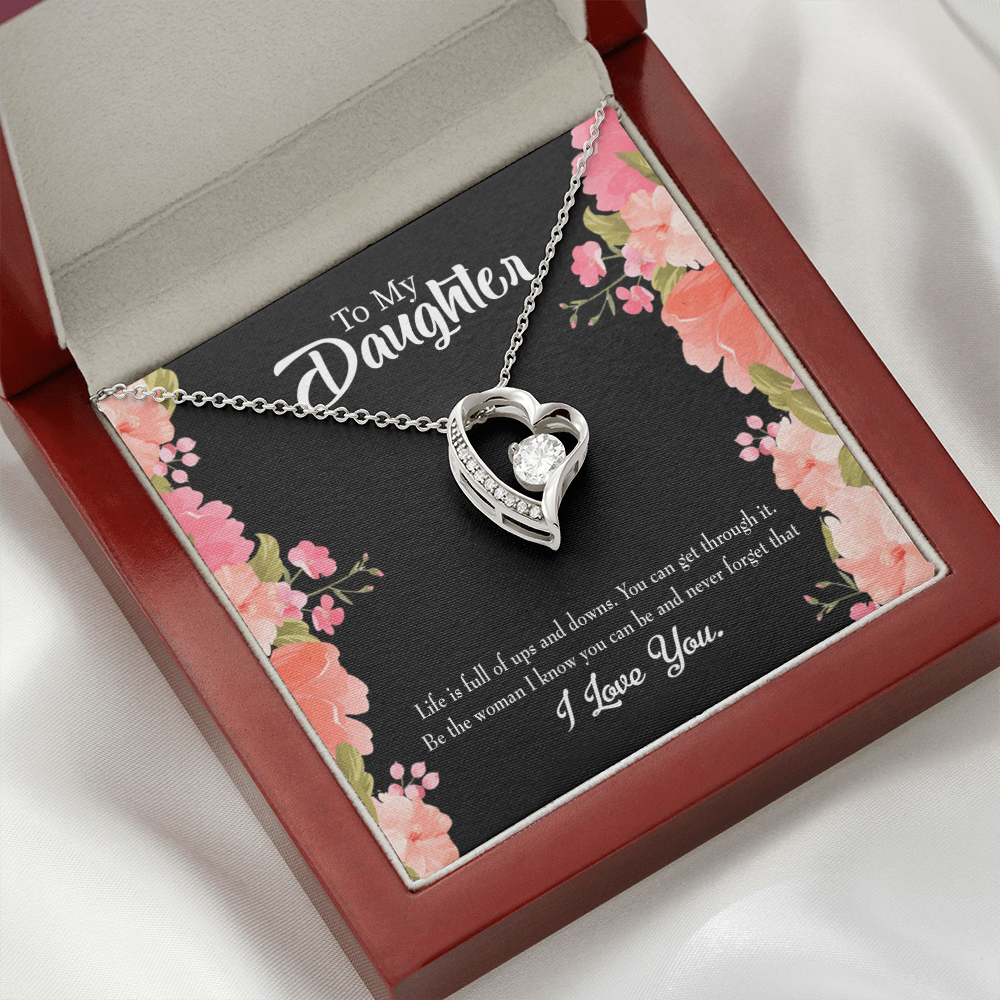 To My Daughter Be Strong Forever Necklace w Message Card-Express Your Love Gifts