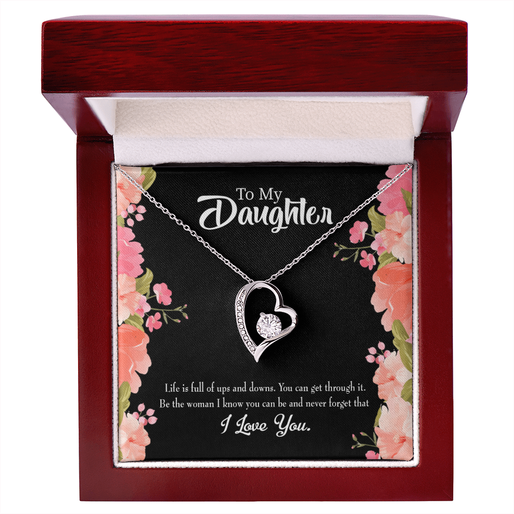 To My Daughter Be Strong Forever Necklace w Message Card-Express Your Love Gifts