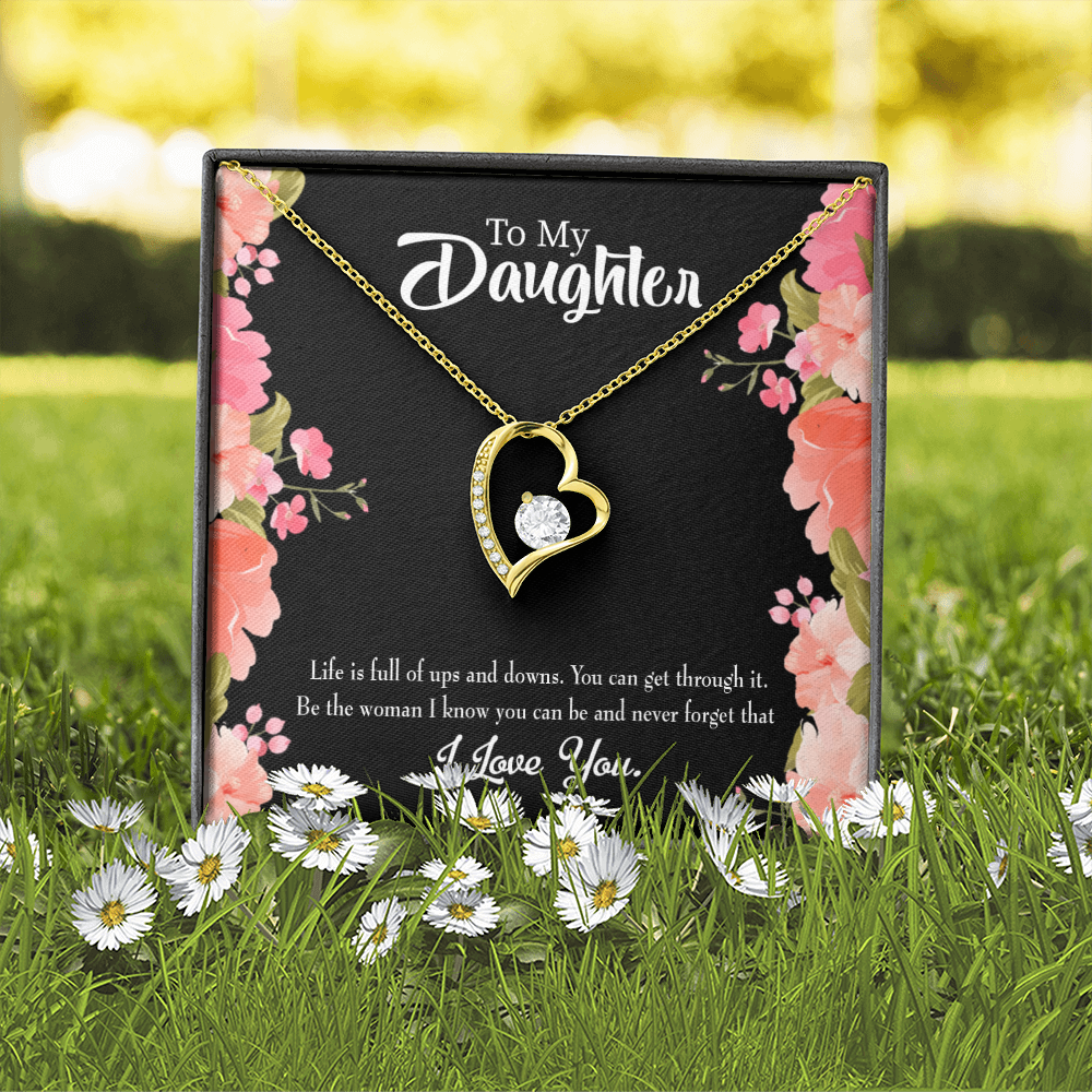 To My Daughter Be Strong Forever Necklace w Message Card-Express Your Love Gifts