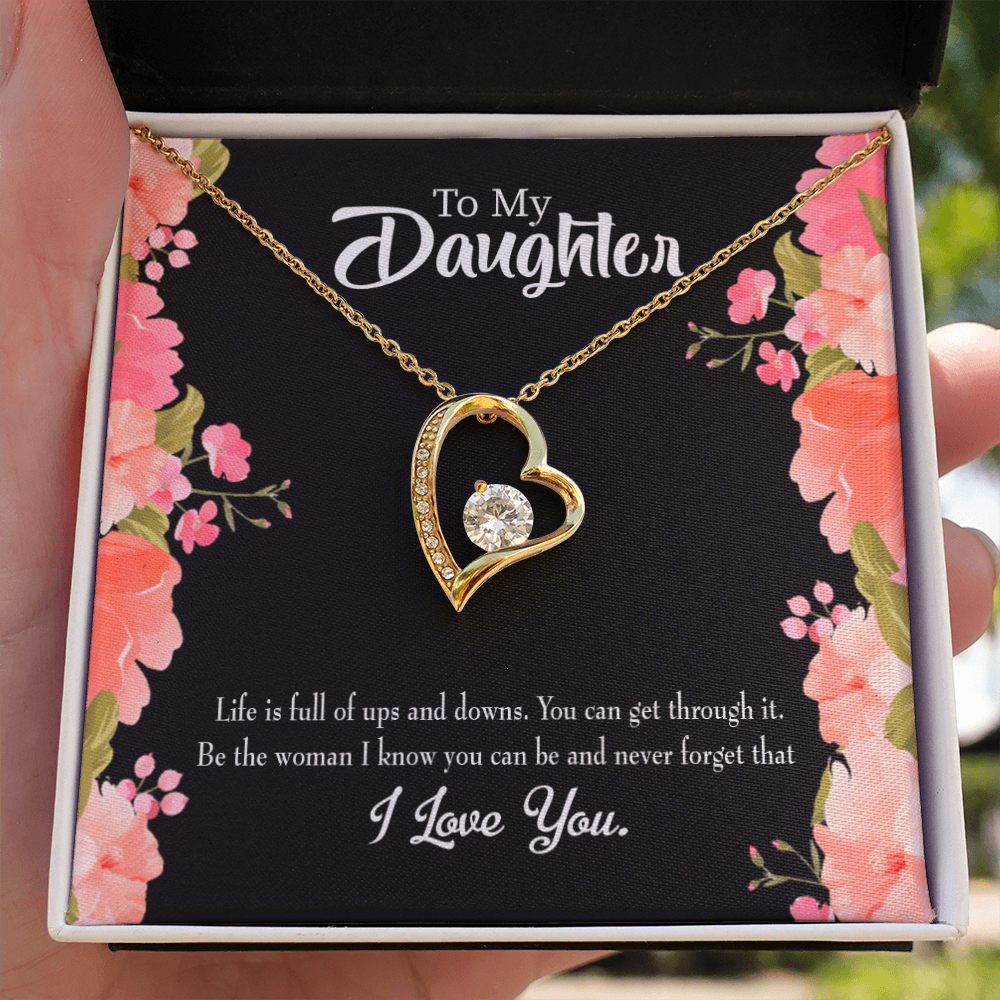 To My Daughter Be Strong Forever Necklace w Message Card-Express Your Love Gifts