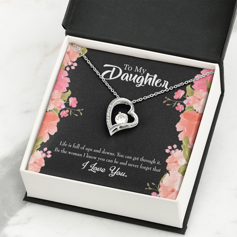 To My Daughter Be Strong Forever Necklace w Message Card-Express Your Love Gifts