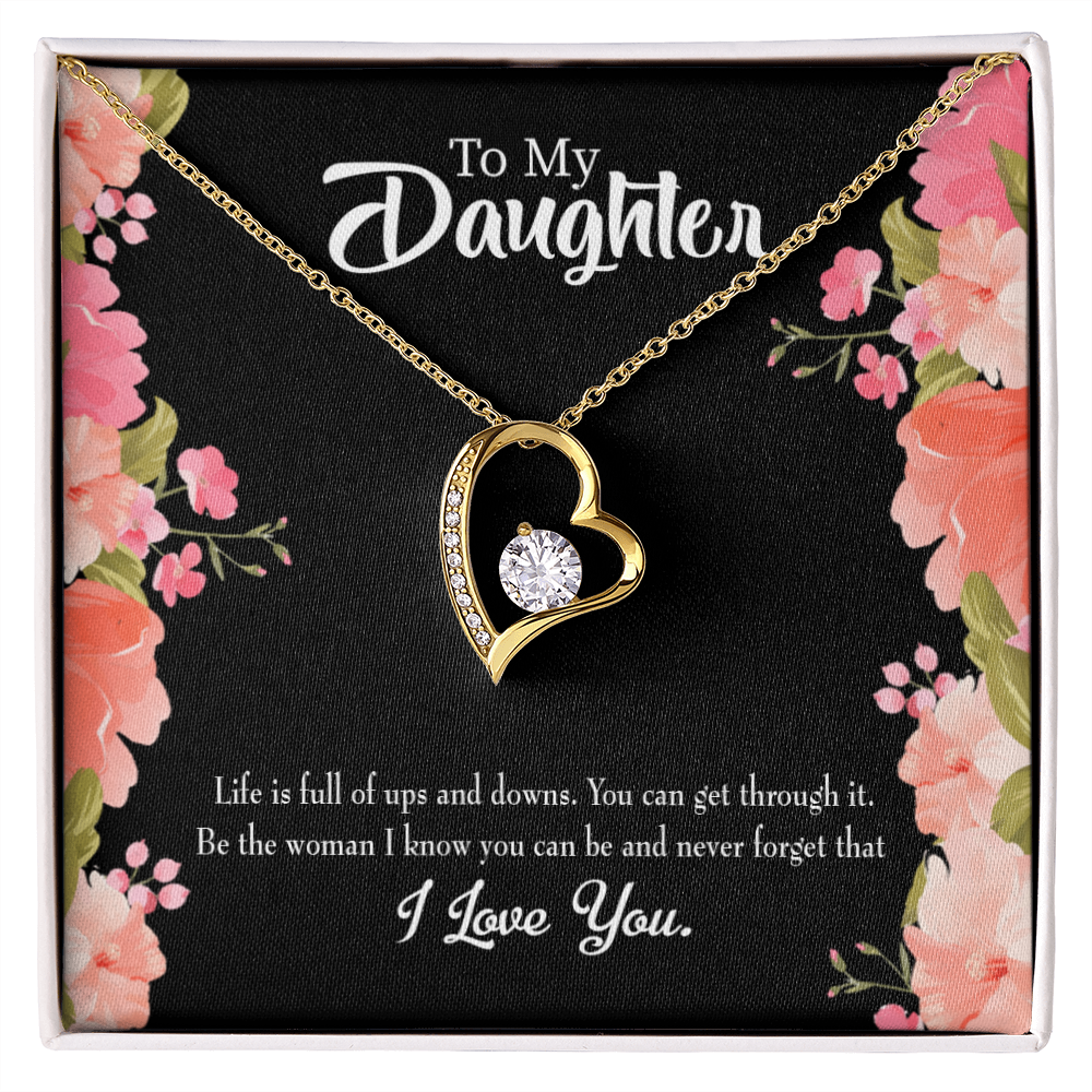 To My Daughter Be Strong Forever Necklace w Message Card-Express Your Love Gifts