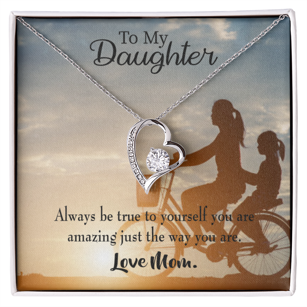To My Daughter Be True to Yourself From Mom Forever Necklace w Message Card-Express Your Love Gifts