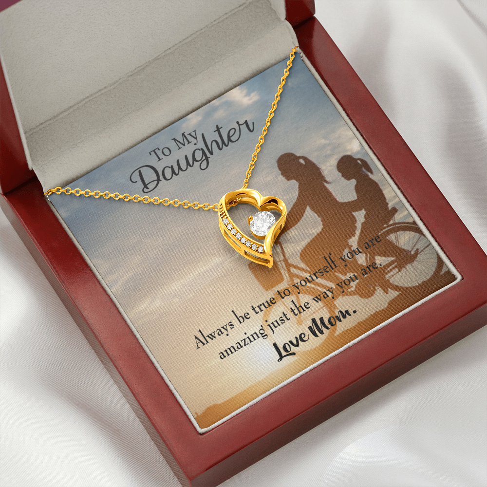 To My Daughter Be True to Yourself From Mom Forever Necklace w Message Card-Express Your Love Gifts
