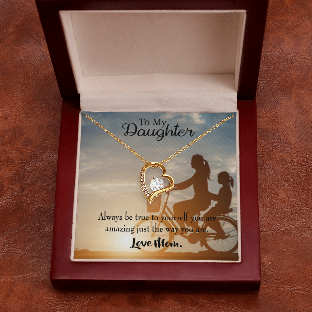 To My Daughter Be True to Yourself From Mom Forever Necklace w Message Card-Express Your Love Gifts