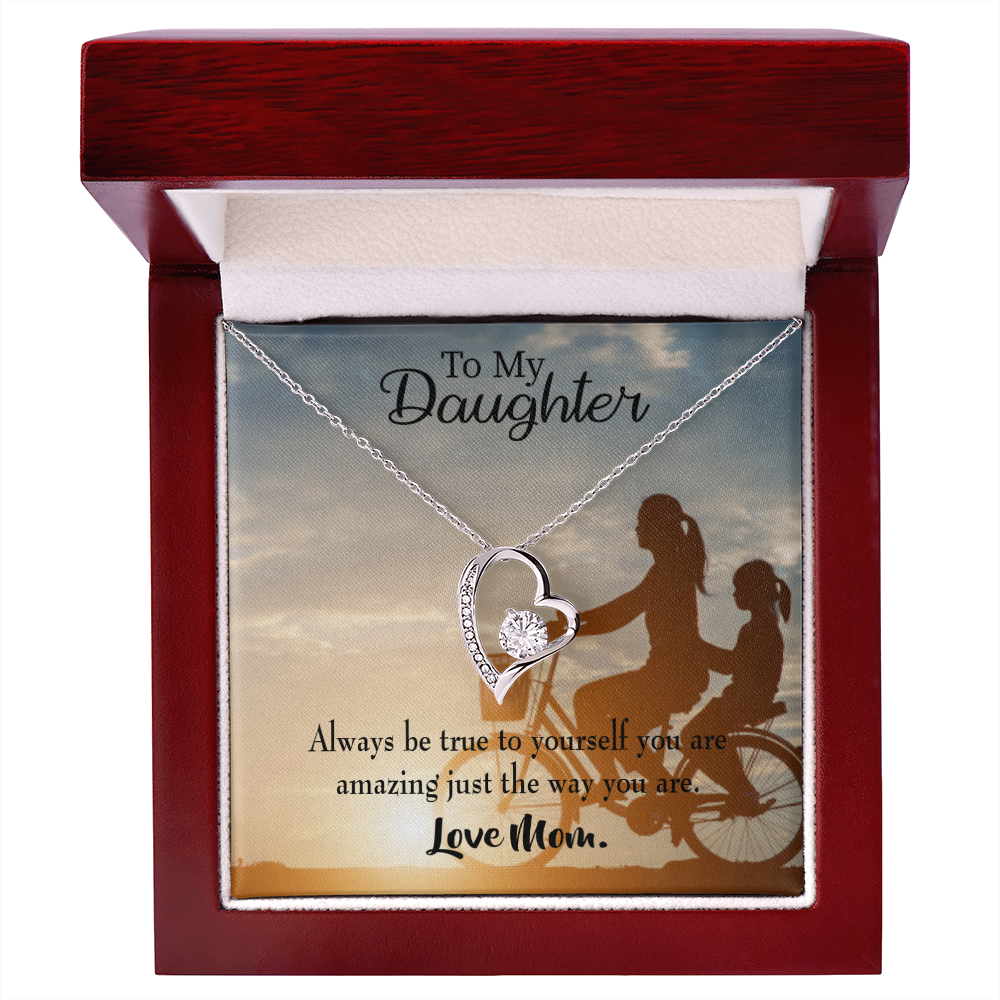 To My Daughter Be True to Yourself From Mom Forever Necklace w Message Card-Express Your Love Gifts