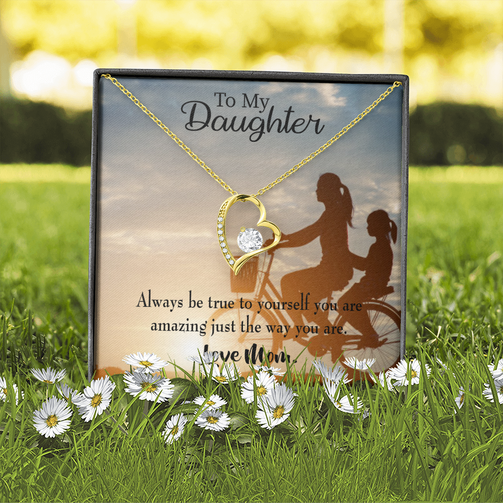 To My Daughter Be True to Yourself From Mom Forever Necklace w Message Card-Express Your Love Gifts