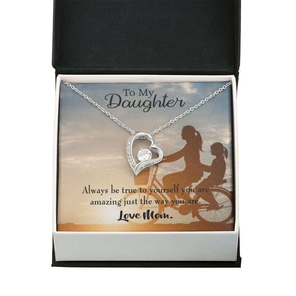 To My Daughter Be True to Yourself From Mom Forever Necklace w Message Card-Express Your Love Gifts