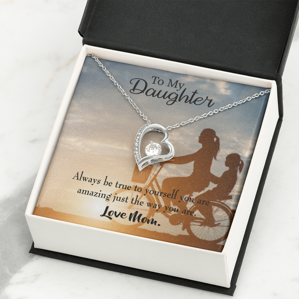To My Daughter Be True to Yourself From Mom Forever Necklace w Message Card-Express Your Love Gifts