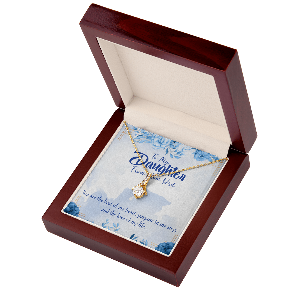 To My Daughter Beat of my Heart Alluring Ribbon Necklace Message Card-Express Your Love Gifts